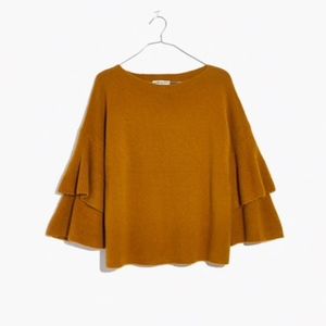 Madewell Mustard Tiered Sleeve Sweater Size Small
